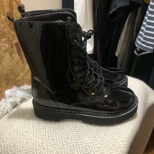 Black patent Combat boots